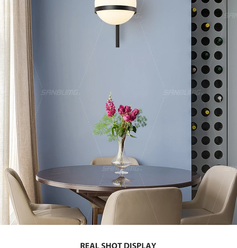 Luz da Parede de Vidro Sanbumg Nordic Criativo Moderno Arandela Lua Redonda Lâmpada Cabeceira Sala Estar Corredor Ferro Forjado Iluminação 8 Sanbumg nordic luz da parede de vidro