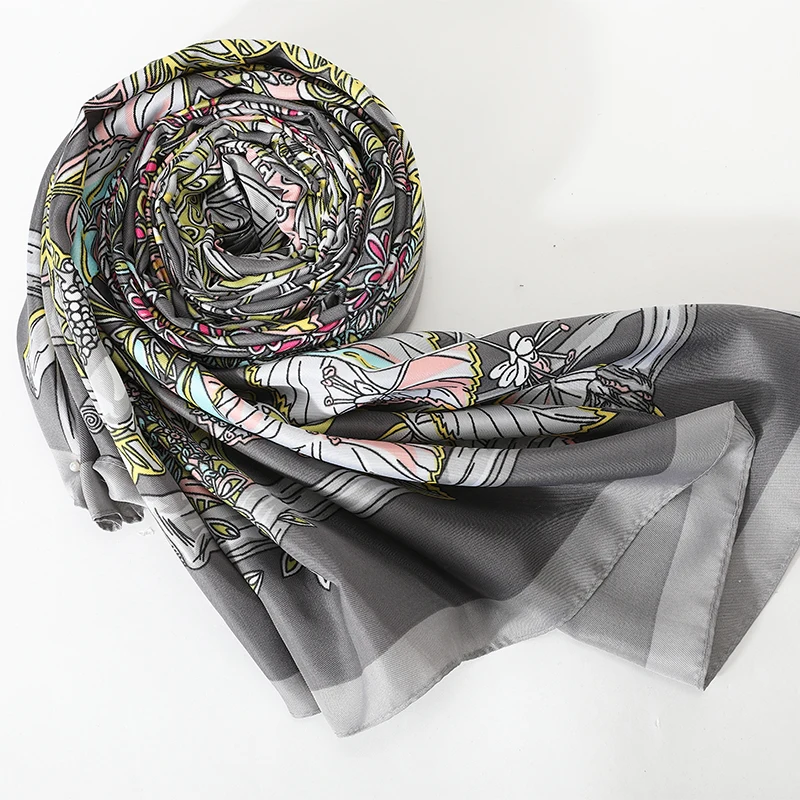  [FEILEDIS]2019 Brand bandana women silk scarf luxury scarves for ladies shawls big size handkerchie