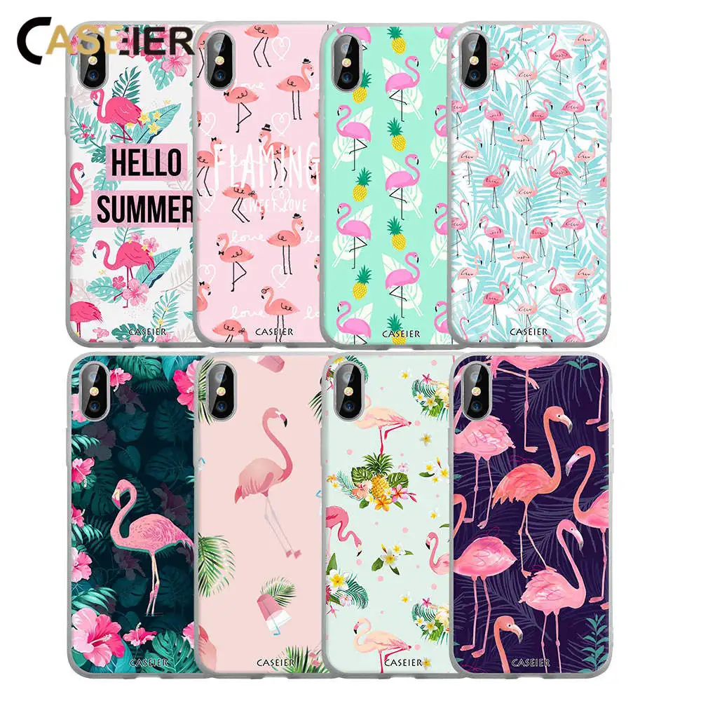 

CASEIER Flamingo Case For iPhone 7 Plus 8 Plus XR XS MAX Back Cover Phone Case For iPhone X XS 7 8 6 6S 5 5S SE Coque Funda Capa
