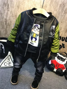 

Baby Boys Clothing Sets Kids Tracksuits Sport Suit boys Plush jacket + plush sweater +plush jeans 3pcs suit winter Children Sets