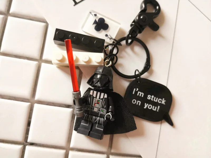 

Cute Star Wars Jedi Knight Figures Doll Keychain Building Block Key Ring Pendant for Women Bag Backpack Charms Accessories