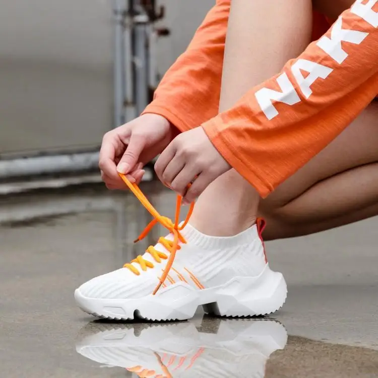 Stylesowner/ кроссовки; модная дышащая вязаная обувь на шнуровке; обувь на толстой подошве; женская обувь для отдыха на плоской платформе