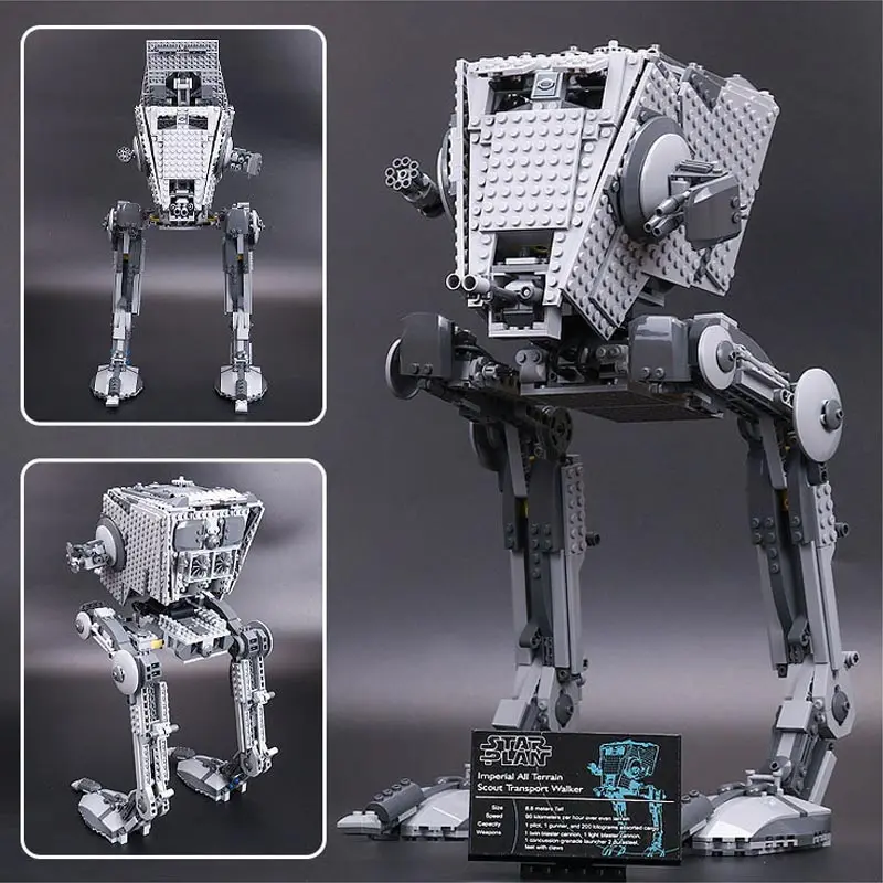 

New Lepin Star Wars Series 1068pcs Out Of Print Empire AT-ST Robot Building Blocks Bricks Set Toys 05052