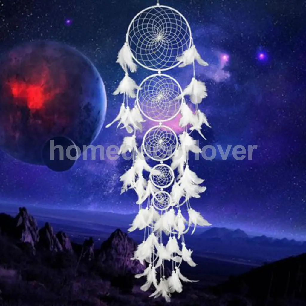 

Big Dreamcatcher Dream Catcher Craft Pendant with Five Rings Home Decoration Ornaments Kids Children Christmas Gift Collectible