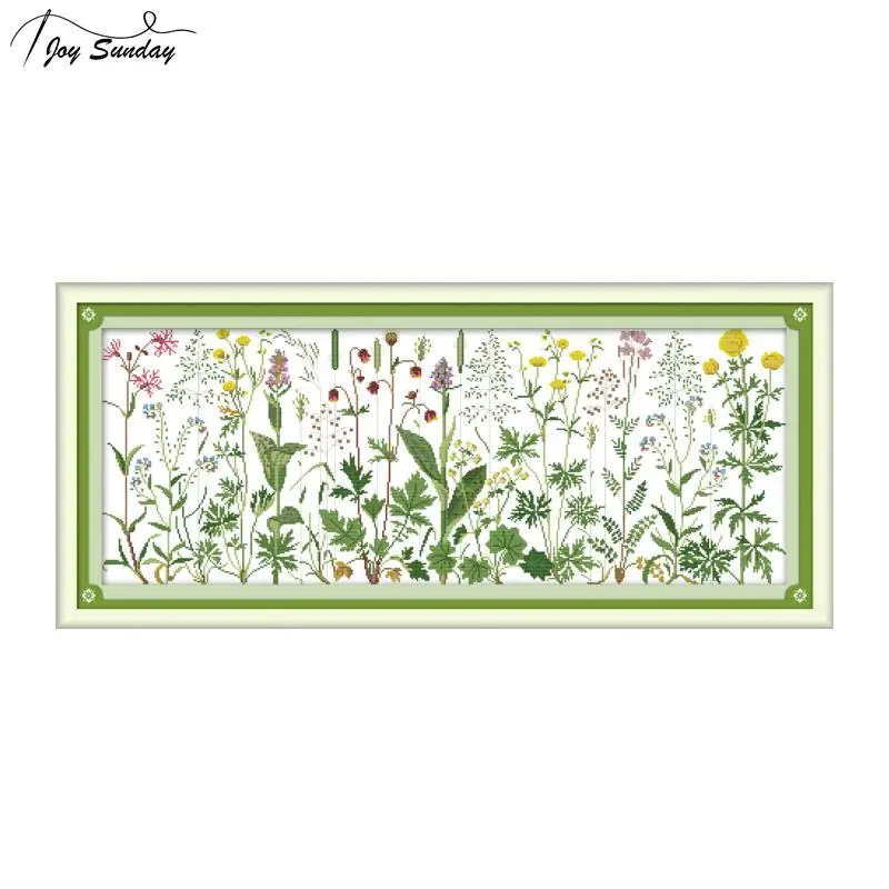 

Joy Sunday Counted Cross Stitch Kits for Embroidery Kit Aida Printed Canvas DMC DIY Needlework Kit Flowers on The Meadow Pattern