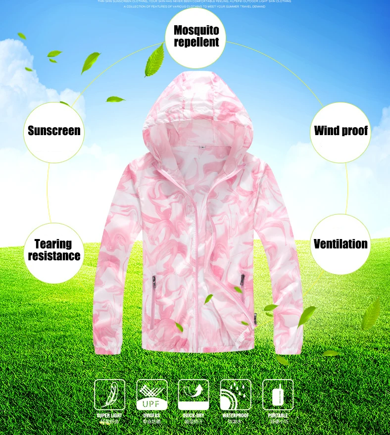 Men&Women Quick-drying Hiking Jacket new Waterproof Sunscreen UV Outdoor Sports Camping Hiking Jacket Windbreaker Dripship