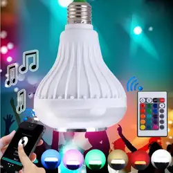 Bluetooth музыка лампы аудио спикер E27 12 Вт из светодиодов RGBW светорегуляция светила лампы этап с 24 клавишами ик-пульт дистанционного