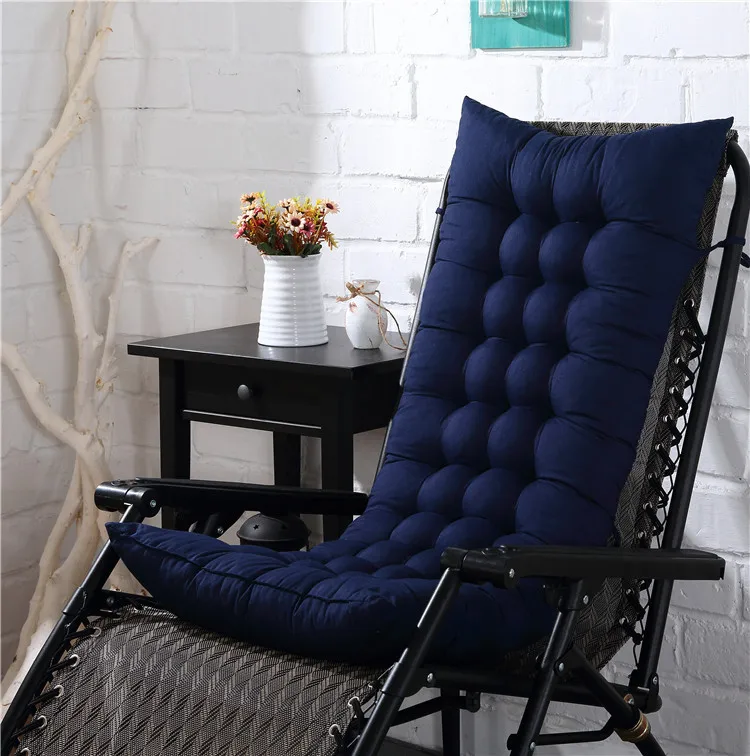 Складное кресло-Релакс с подушкой для сиденья универсальная утолщенная длинная садовая подушка для шезлонга качалка коврик мягкий домашний офисный стул подушки pilow - Цвет: navy