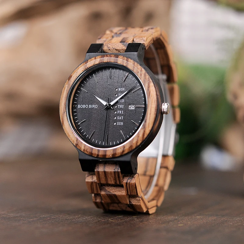 BOBO BIRD Men Watch Auto Date Wood Watches Men Timepieces Quartz Wrist Wristwatches relogio masculino C-O26 DROP SHIPPING