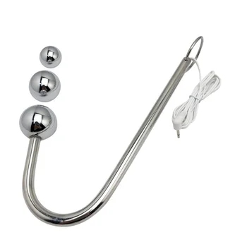 3 size Electro wave physical shock anal hook beads plug ring massager electrical stimulation medical therapy device sex toys 3
