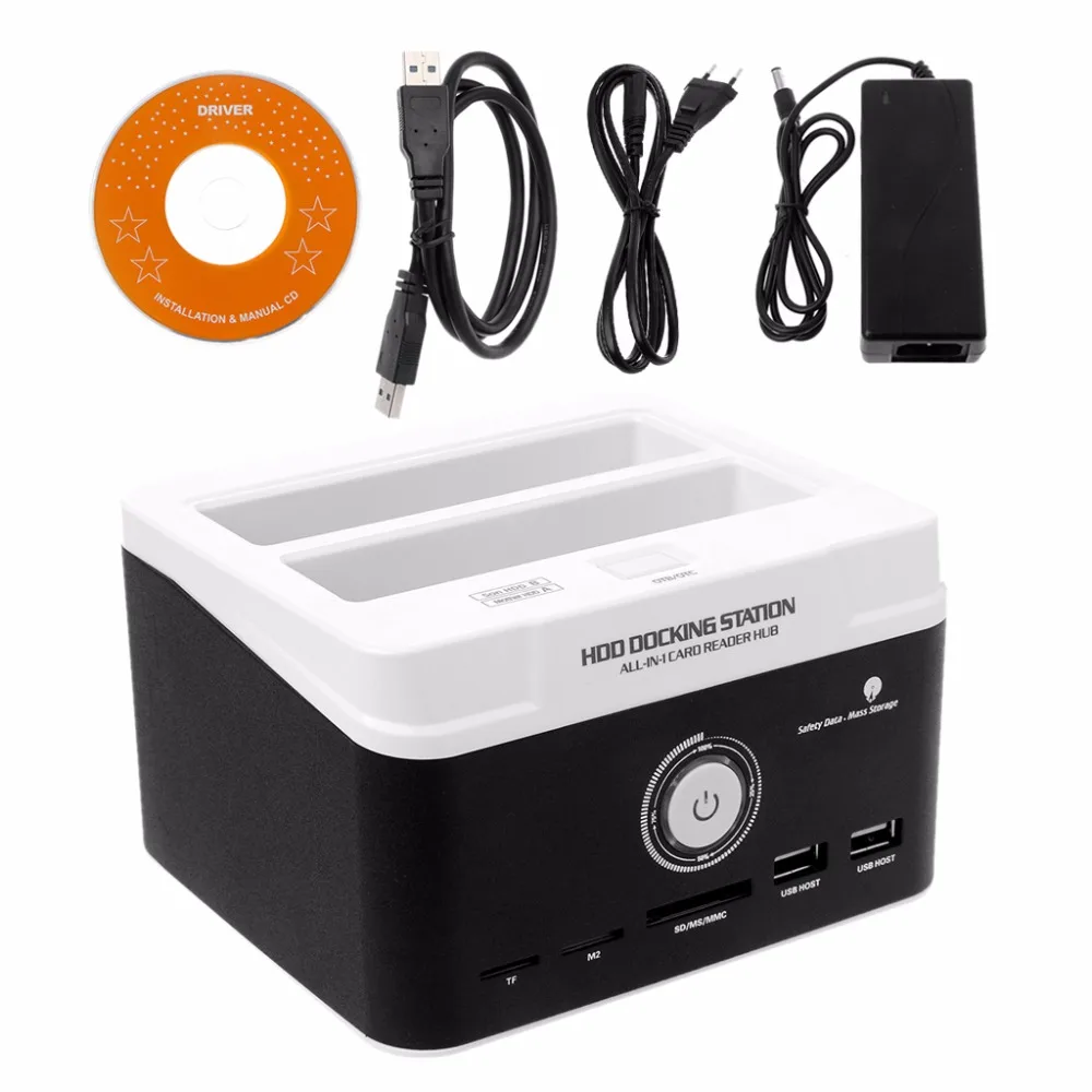 

Multi-function USB 3.0 External Hard Drive HDD Docking Station Card Reader 2.5"/3.5" HDD SATA I/II/III SSD EU/US Plug