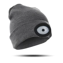 High Powered LED Light Unisex Beanie Hat with USB Rechargeable for Outdoor Camping Hiking TY53