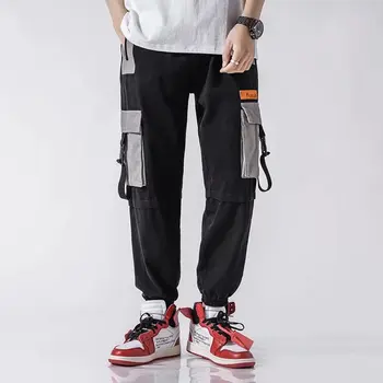 

Men's Splicing Pants Multi Pocket HipHop Overalls Fashion Pants New Male Summer Soft Cool Loose Outdoor Streetwear