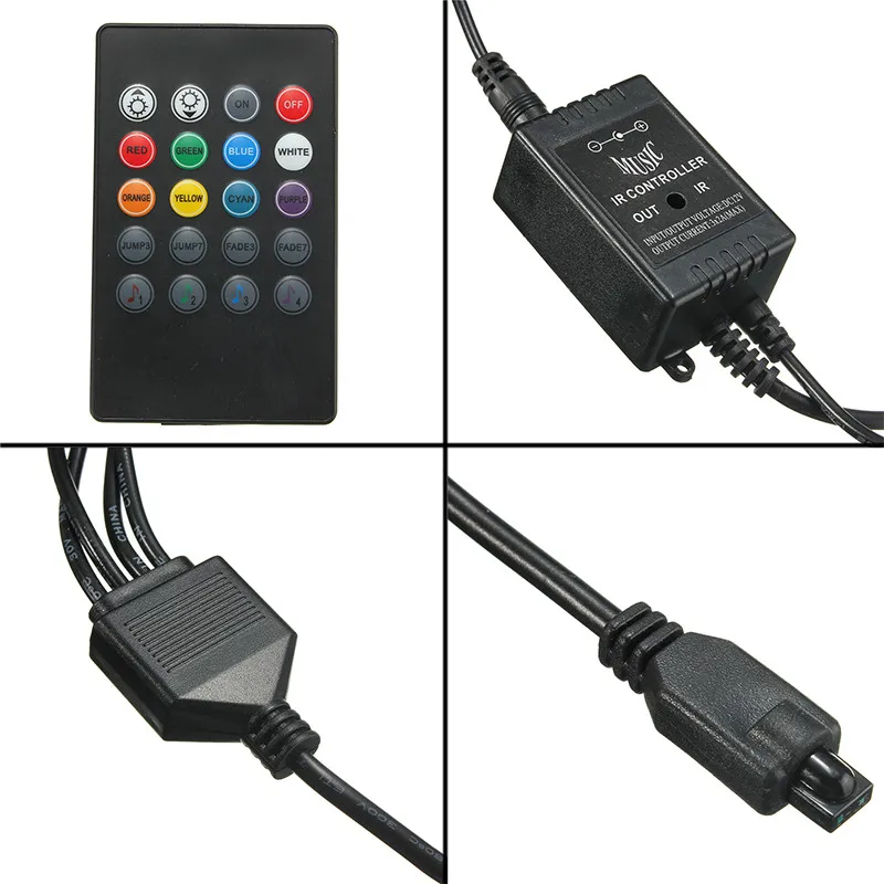 4x Waterproof RGB 5050 SMD Flexible LED Strip Under Car Tube Underglow Underbody System Neon Light Kit With Remote Control DC12V