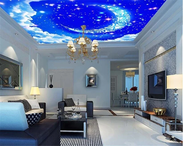 Beibehang Beautiful Personality Wallpaper Fantasy Sky Moon White Beibehang Beautiful Personality Wallpaper Fantasy Sky Moon White Clouds Living Room Ceiling For Walls