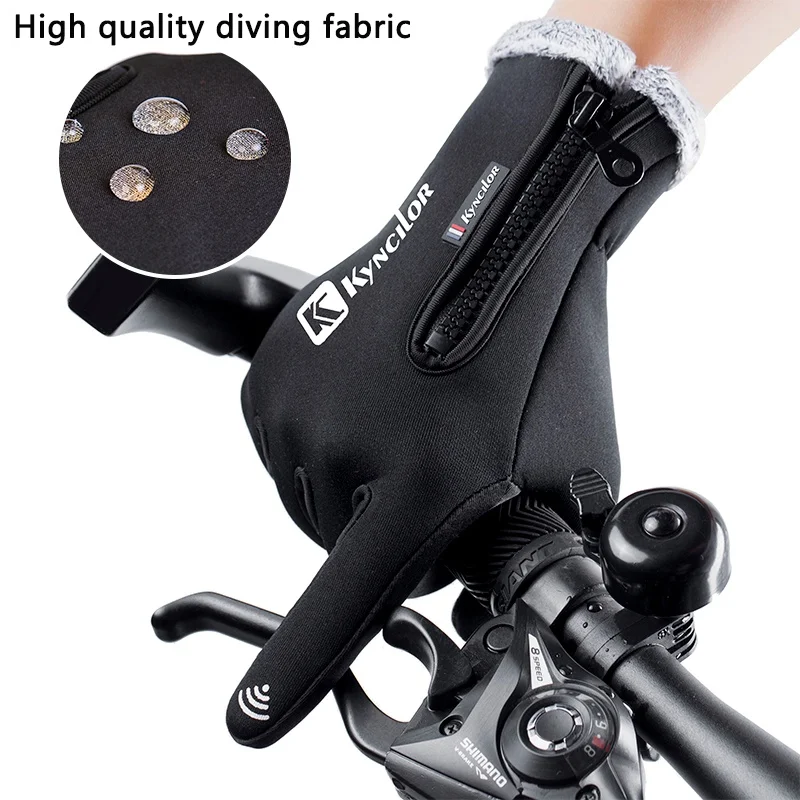 Ветрозащитные Термальность Водонепроницаемый флис Для мужчин Для женщин Велоспорт Goloves Сенсорный экран Открытый Спорт Велоспорт Велосипед Сноуборд Gloves2