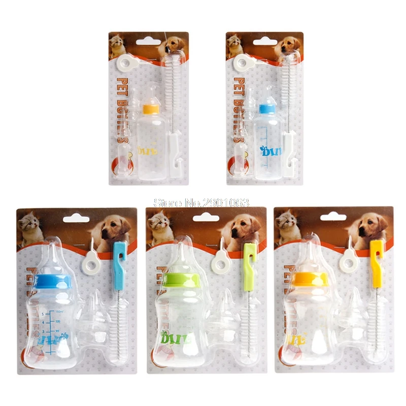Feeding Nursing Bottle Nipple Brush Kit For Dog Puppy Cat Kitten Pet 60ml-in Cat Feeding