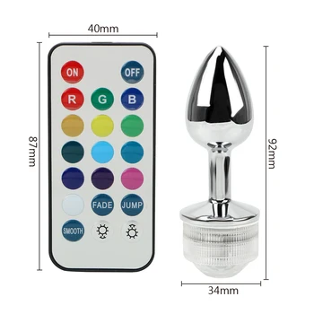 IKOKY LED Light Metal Anal Plug Stainless Steel Butt Plug No Vibrator Remote Control Prostate Massager Sex Toys For Couples 5
