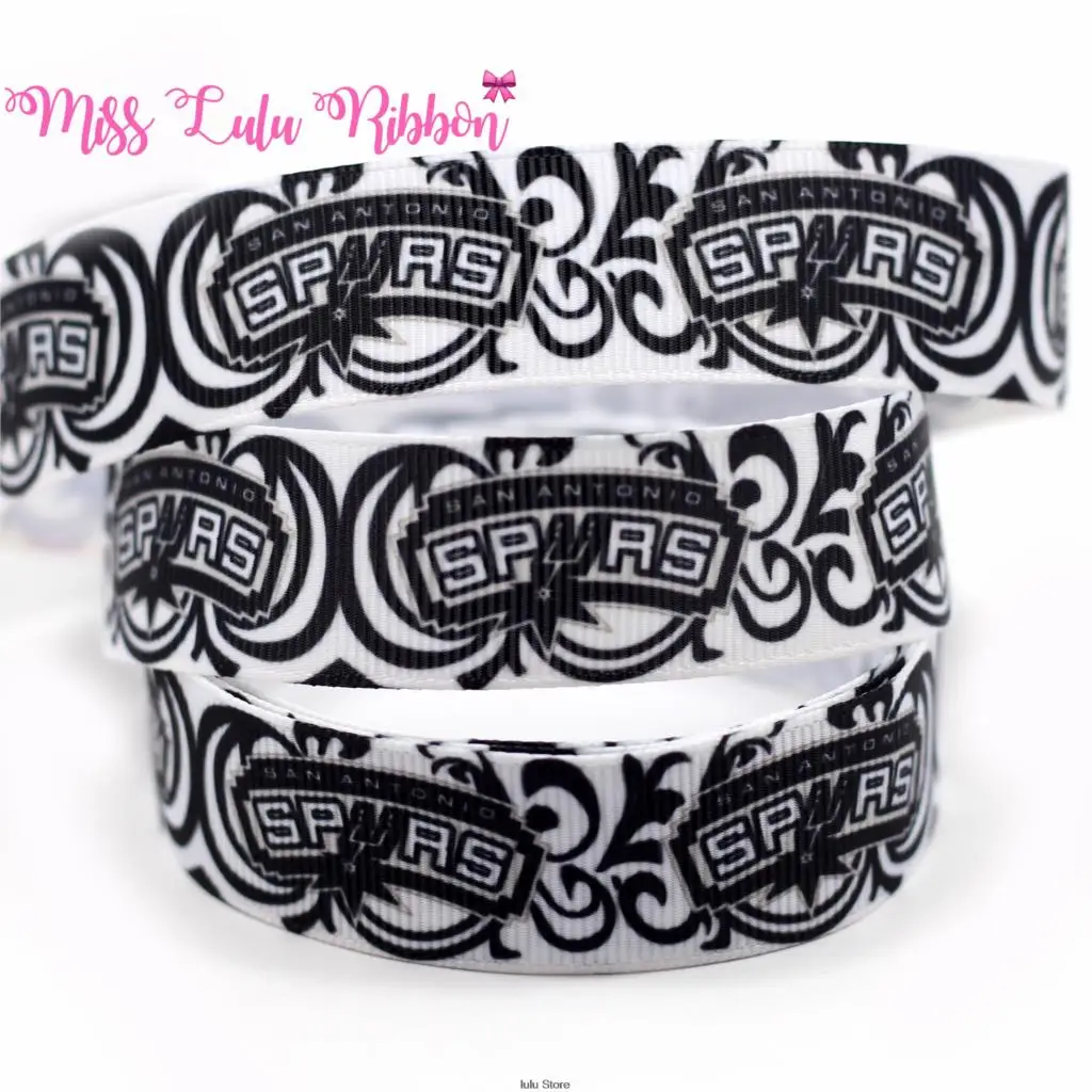 50 yards 6mm-75mm Team Spurs Basketball Printed Grosgrain Ribbon/Elastic Band DIY Handmade Hair Bow MD160808-22-5124 38mm 25mm | Дом и сад