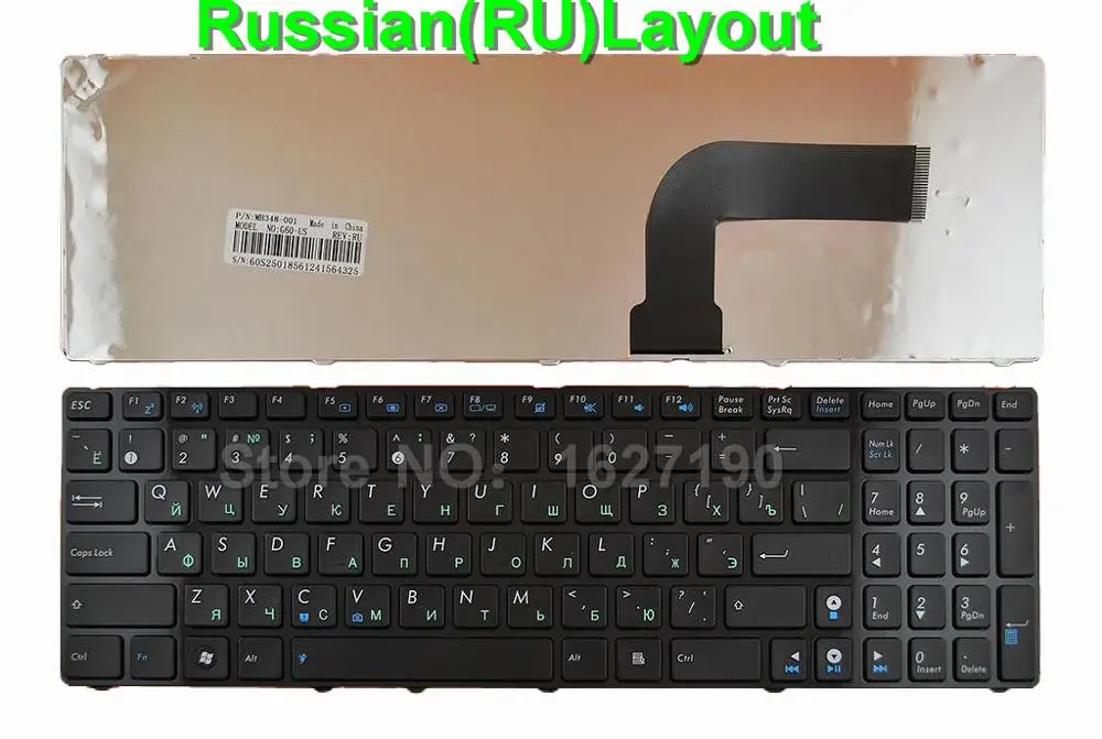 Новая сменная русская/Русская клавиатура для ноутбука ASUS G60 глянцевая черная