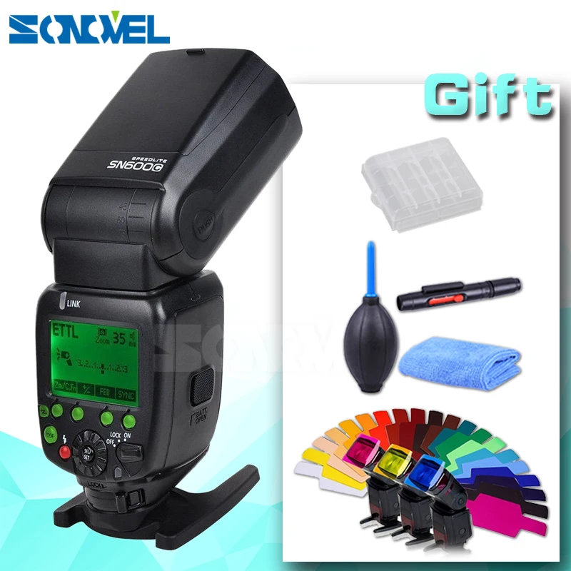 

SHANNY SN600C on-camera speedlite flashgun flash for Canon ETTL/M/Multi High-speed sync 1/8000s GN60 with Gel filter Clean Cloth
