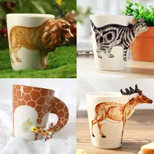 2015 weihnachtsgeschenk Keramische kaffee milch tee becher 3D 12 tier form handgemalte Deer Giraffe Deer Löwe Affe Hund Elephant tasse