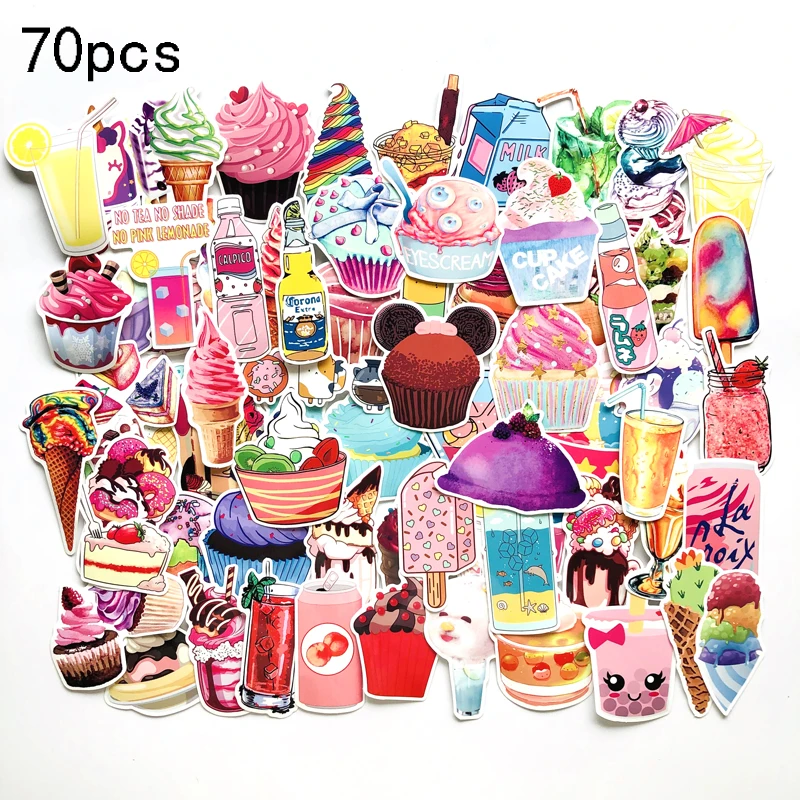 

70PCS Colorful Summer drinks Ice cream VSCO sticker Dessert For suitcase laptop Motorcycle DIY decoration hydro stickers