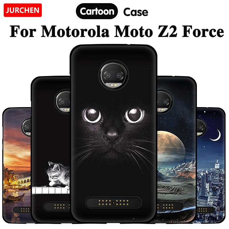 

JURCHEN Cute Cartoon Phone Case For Motorola Moto Z2 Force Case TPU Soft Silicone Back Cover For Motorola Moto Z2 Force Case