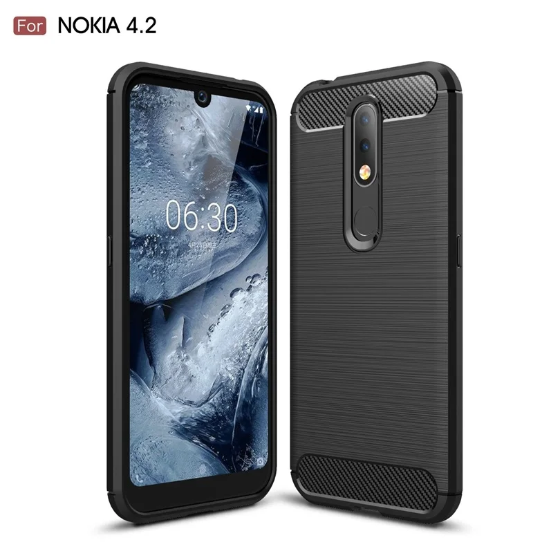 Чехол из углеродного волокна для Nokia 4 2/Nokia4.2 противоударный мягкий ТПУ матовый