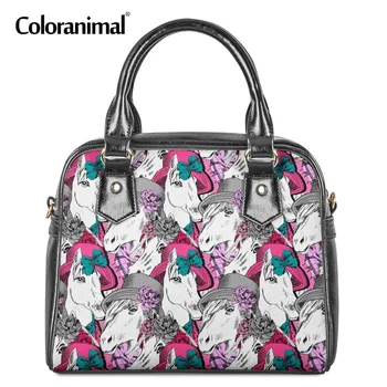 

Coloranimal 3D Crazy Horse Printing Women Casual Bag Eco Tote Bag Leather PU Handbag Luxury Female Shoulder Bag Messenger Pack