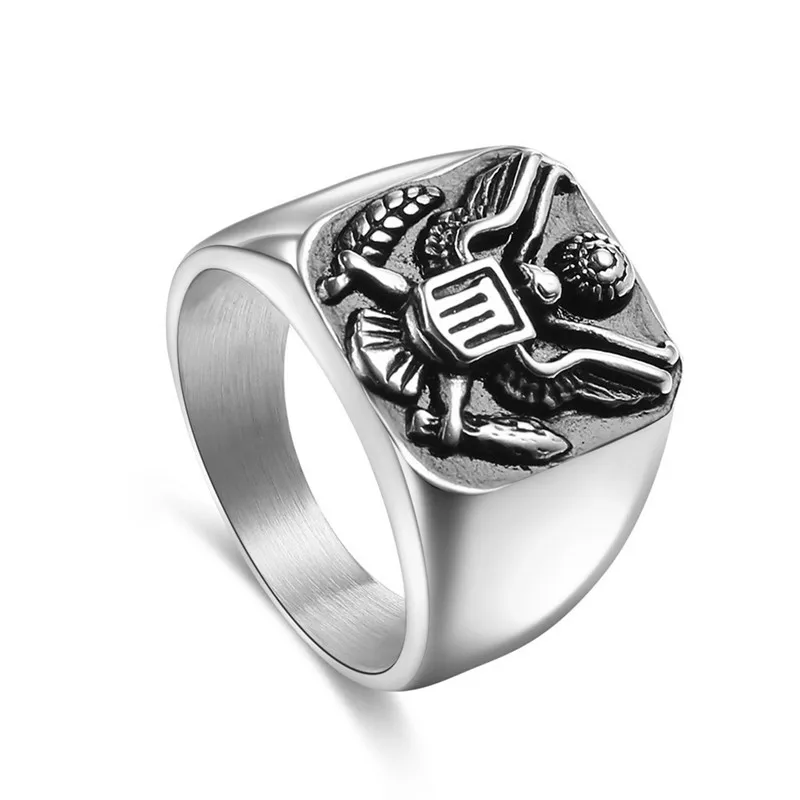 Stainless Steel Rings US Military Badge Eagle Ring