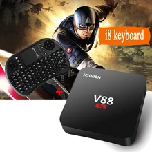 V88 RK 3229 de Cuatro Núcleos CAJA Androide de la TV Y el i8 Air Mouse Keyboard Android 6.0 Mini PC 1 GB/8 GB Wifi 1080 P HDMI 4 K Decodificador Inteligente