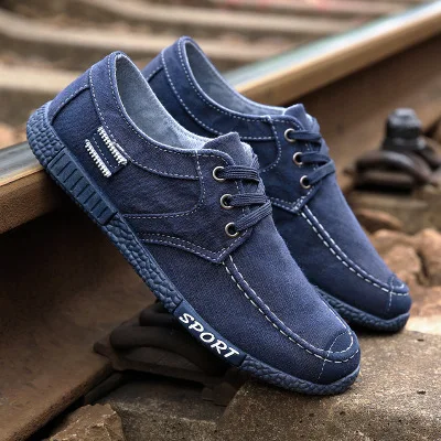

Shoes Fashion Canvas Breathable Men Denim Lace-Up Shoes Casual Big Size Male Loafers Comfortable Students Sneakers #XQJYY-A08