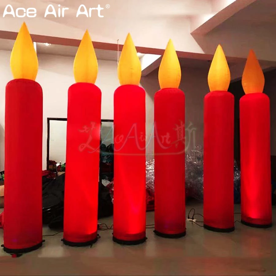 

Hot sale inflatable lighting decoration, red illuminatiing inflatable candle for party ,stage or festival