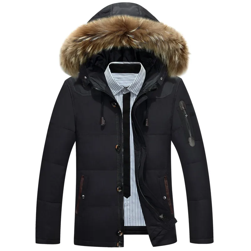 TEAEGG/Повседневная пуховая куртка, Мужская зимняя парка с воротником из искусственного меха, капюшон, утепленная мужская одежда, Chaqueta Plumas Hombre AL359
