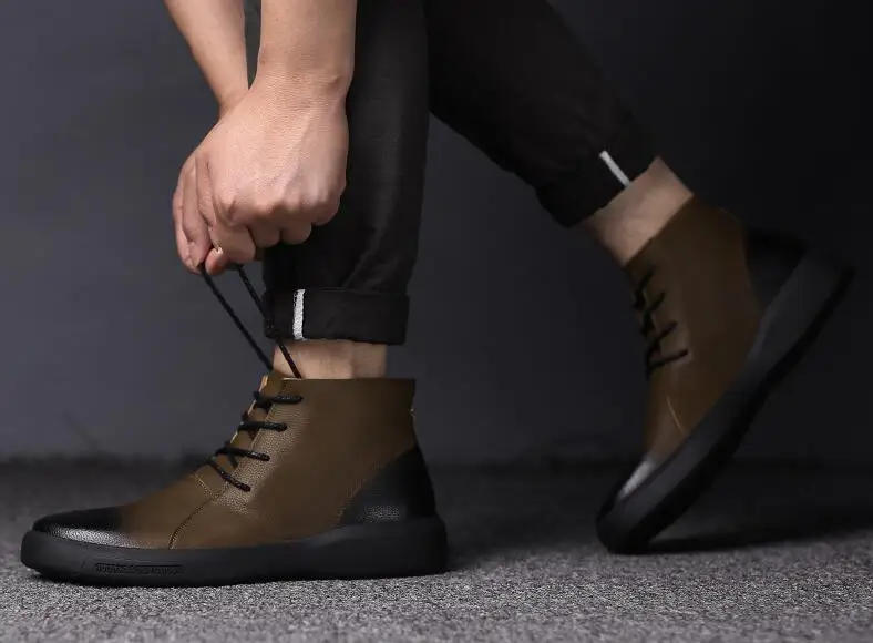 Винтажные модные мужские ботинки «Челси» Демисезонная обувь для отдыха из воловьей кожи ботильоны из спилка с круглым носком рабочая обувь на шнуровке