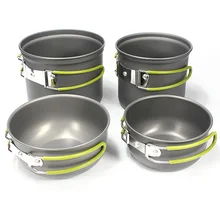 4Pcs Outdoor Camping Hiking Picnic Backpacking Cookware Cook Cooking Pot Bowl Set