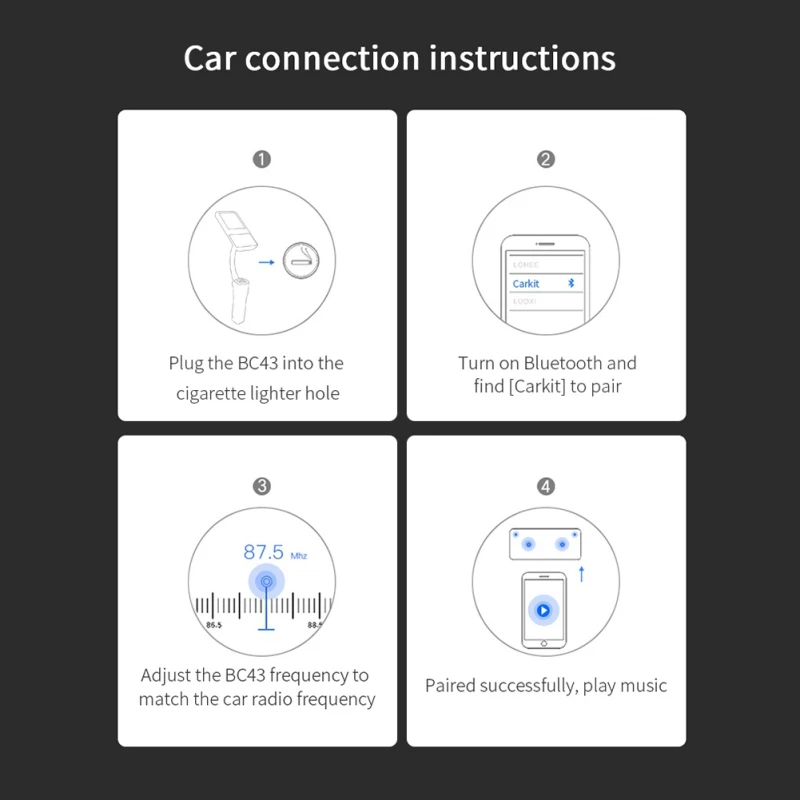 Многофункциональное автомобильное зарядное устройство, fm-радио, Bluetooth, MP3-плеер, двойная usb зарядка, поддержка u-диска, TF карта для iPhone, SamSung, Xiaomi