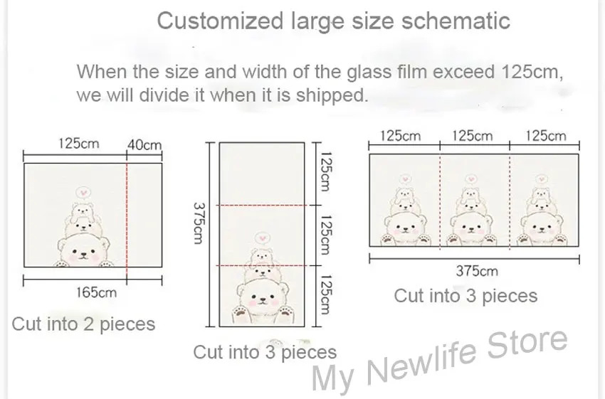 Белый медведь оконная стеклянная пленка для гостиной наклейки без клея статическая конфиденциальность пользовательский размер кухня детская комната ванная пленка для украшения