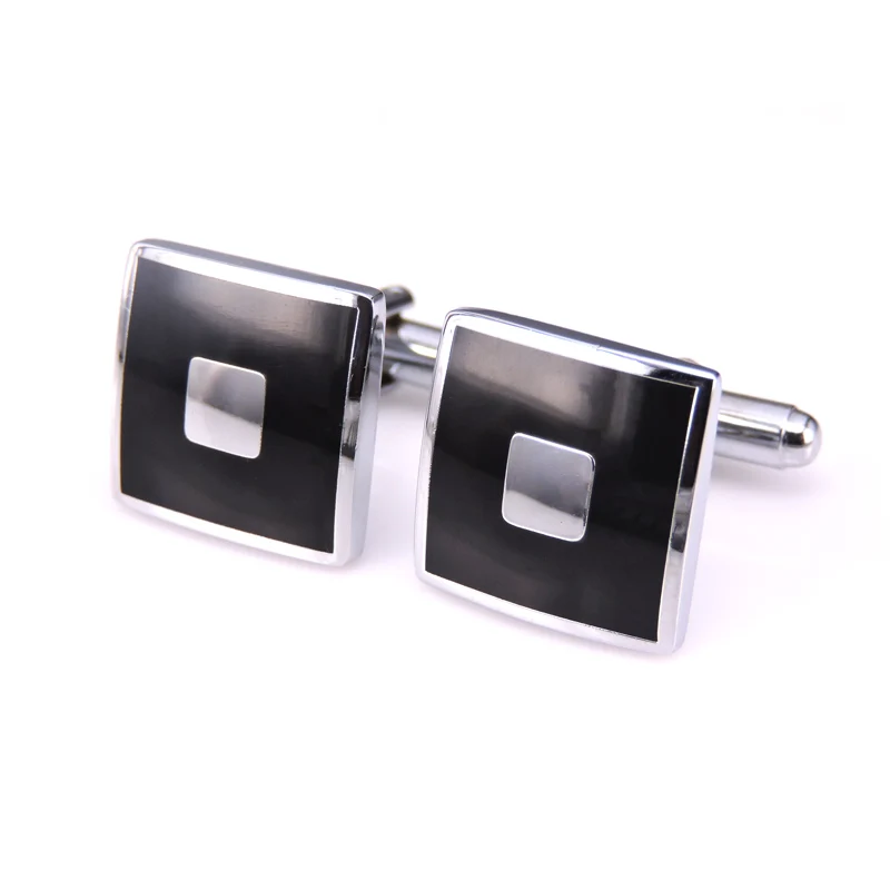 HYX Luxury shirt cufflink Black Vintage Wave Pattern Square Golden