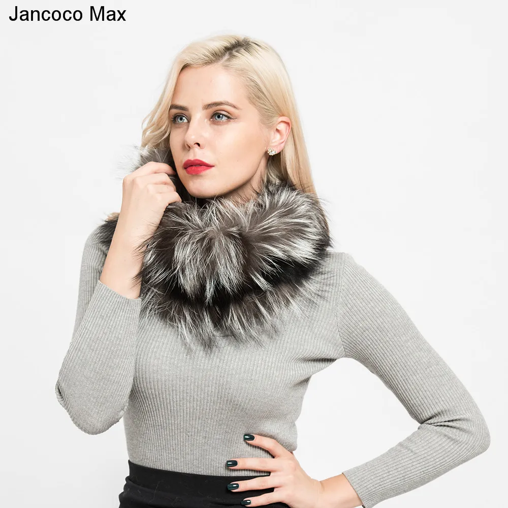 Jancoco Max, новинка, настоящий Лисий мех, шарфы, зимние, толстые, теплые, высокое качество, шаль, натуральный мех, глушитель, S7120