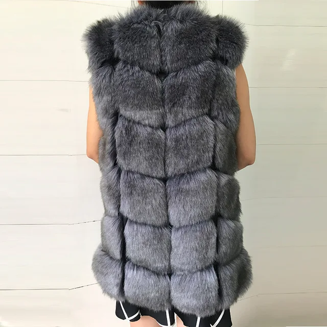 High Quality Faux Fox Fur Vest Women Red Vests 2017 Winter Thick Warm