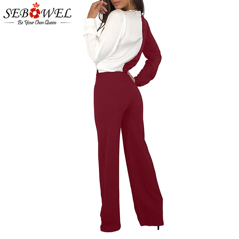Burgundy-White-Asymmetric-Wide-Leg-Jumpsuit-LC64467-3-2 