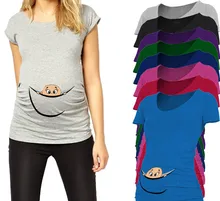 European American Plus Size Funny Maternity Shirts Baby Printed T Shirt Casual Clothes Summer Apparel Cotton