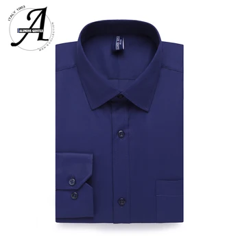 

Basic Office Working Dress Shirt Men Long Sleeve Solid Color White Black Pink Blue Red Male Shirts Camisa Masculina Social Homme