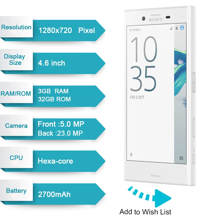 Original Sony Xperia X Compact 3GB RAM 32GB ROM Single SIM 5.2