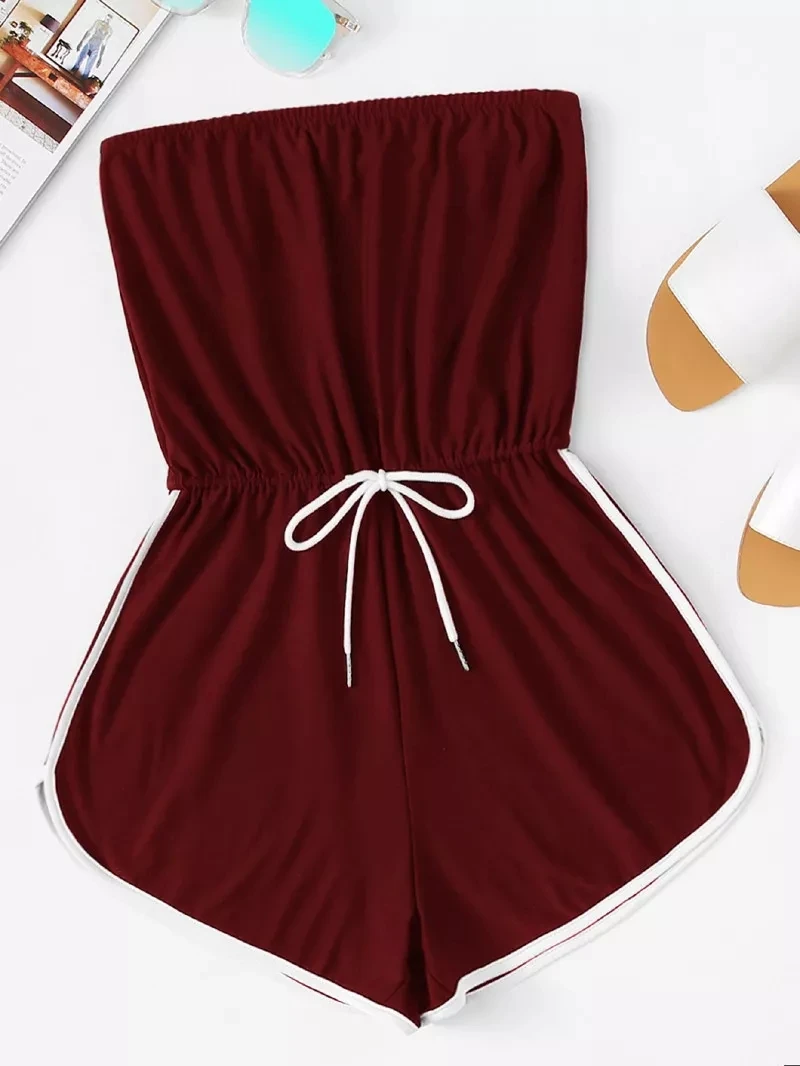 NiceMix Summer Women Jumpsuits Strapless Chest Wrapped One Piece Running Shorts Rompers Women Jumpsuit Solid Playsuits Sport