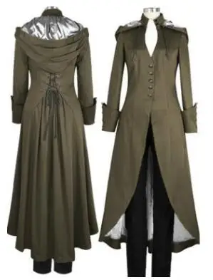 Женское осенне-зимнее пальто стимпанк стиль ретро пиджак-фрак готическое викторианское платье пальто Униформа костюм с капюшоном длинное пальто