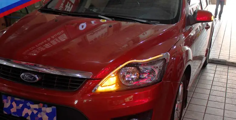 2 шт. для Ford Focus 2 MK2 2009 2010 2011 светодиодный автомобильный головной светильник для украшения бровей желтый указатель поворота DRL Светодиодный дневной ходовой светильник