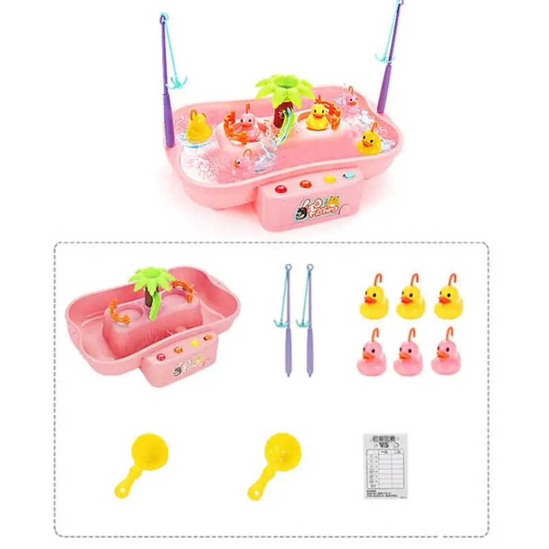Детские игрушки для воды Электрический вращающийся светомузыкальный проектор Многофункциональный гидродинамический цикл Рыбалка лоток - Цвет: D
